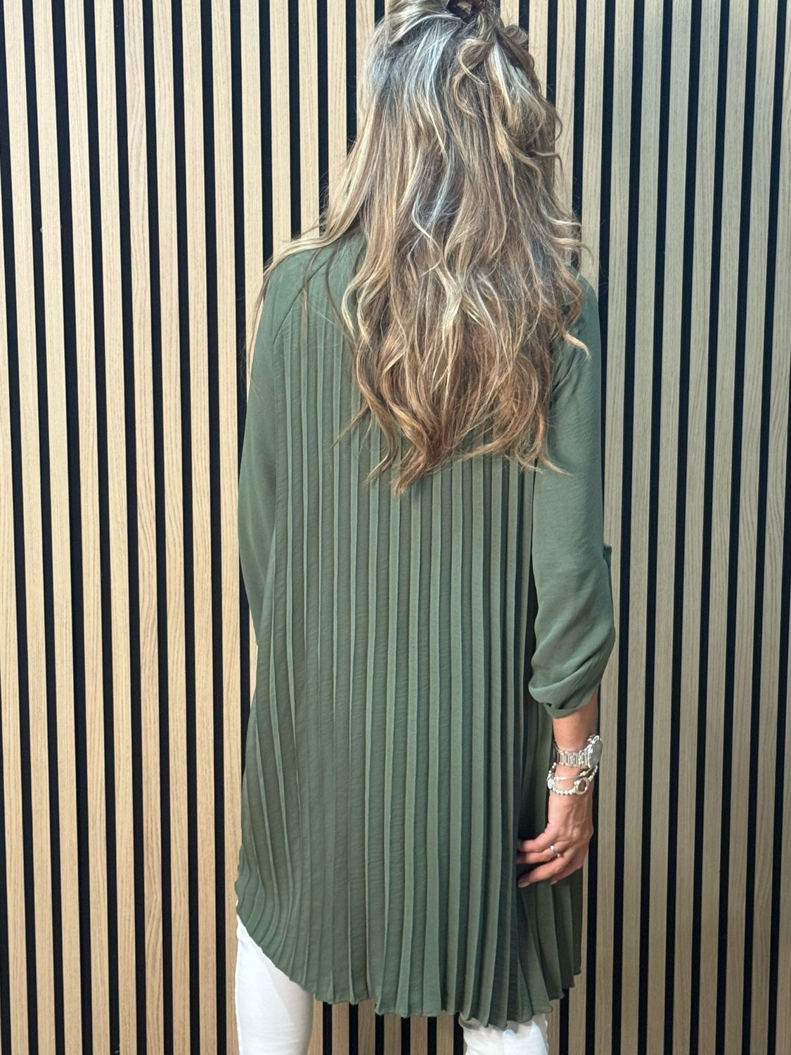 Pleated Back Shirt Dress - Khaki