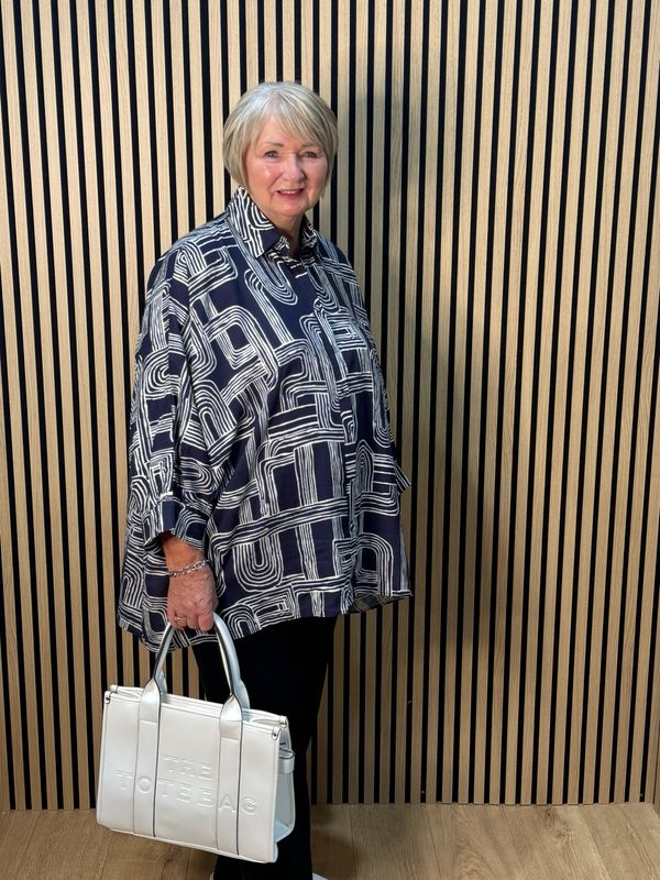 Geo Oversized Shirt - Navy