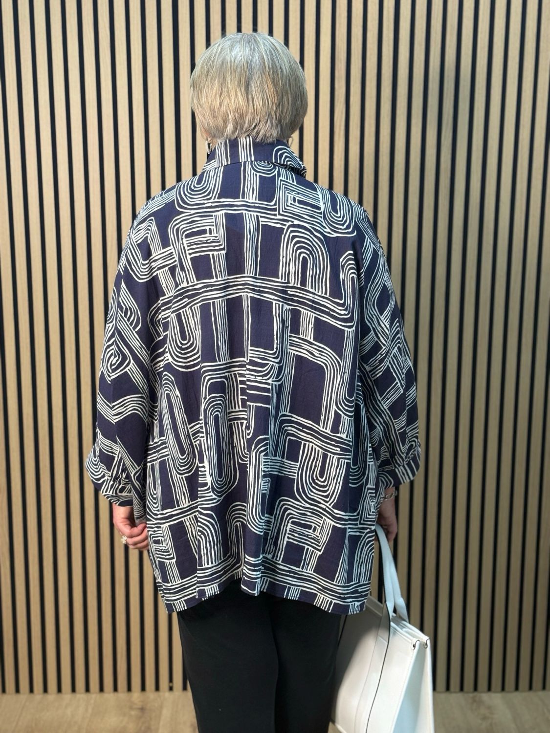 Geo Oversized Shirt - Navy