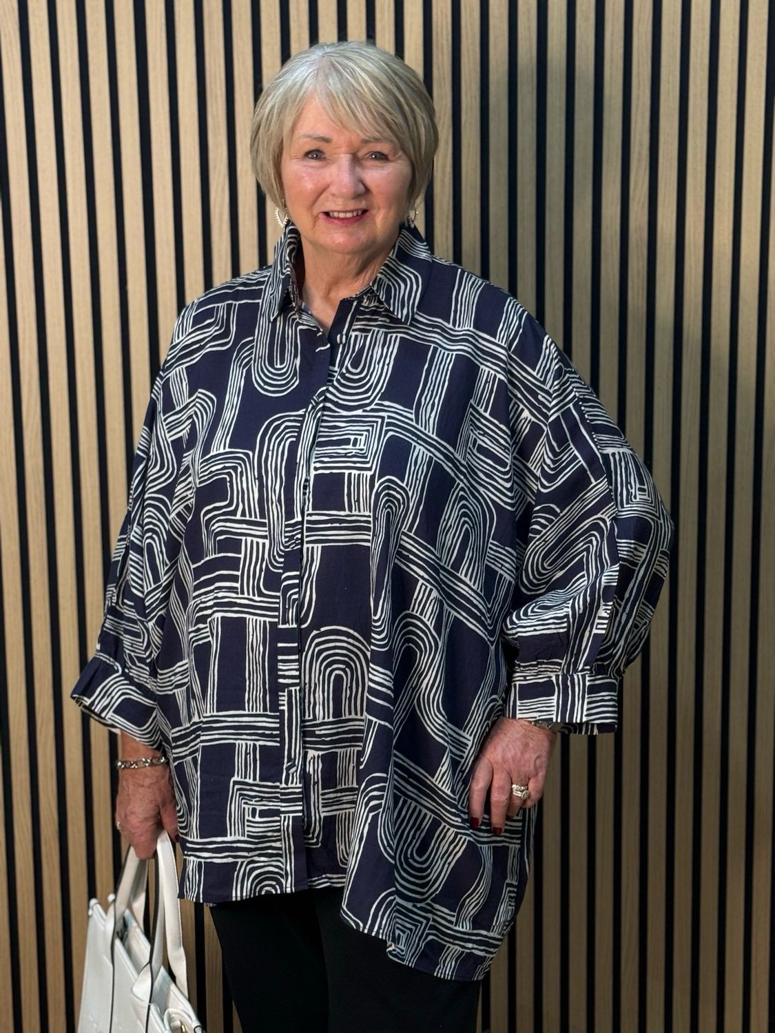 Geo Oversized Shirt - Navy