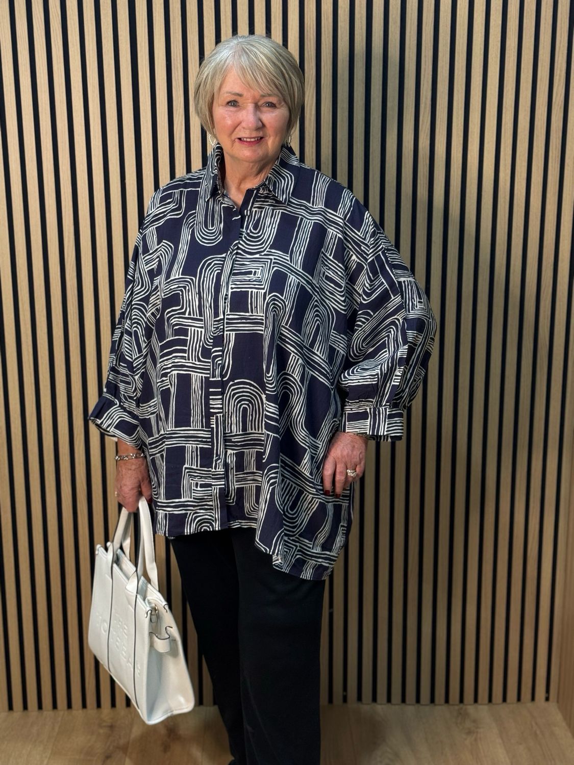 Geo Oversized Shirt - Navy