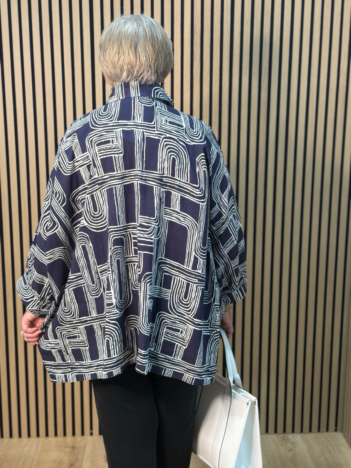 Geo Oversized Shirt - Navy