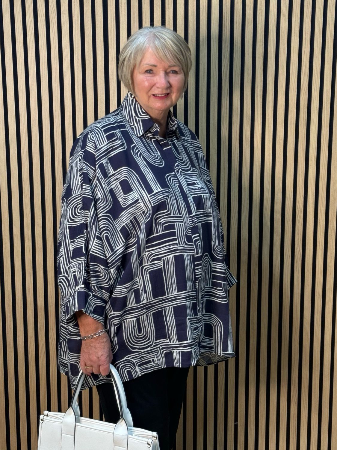 Geo Oversized Shirt - Navy