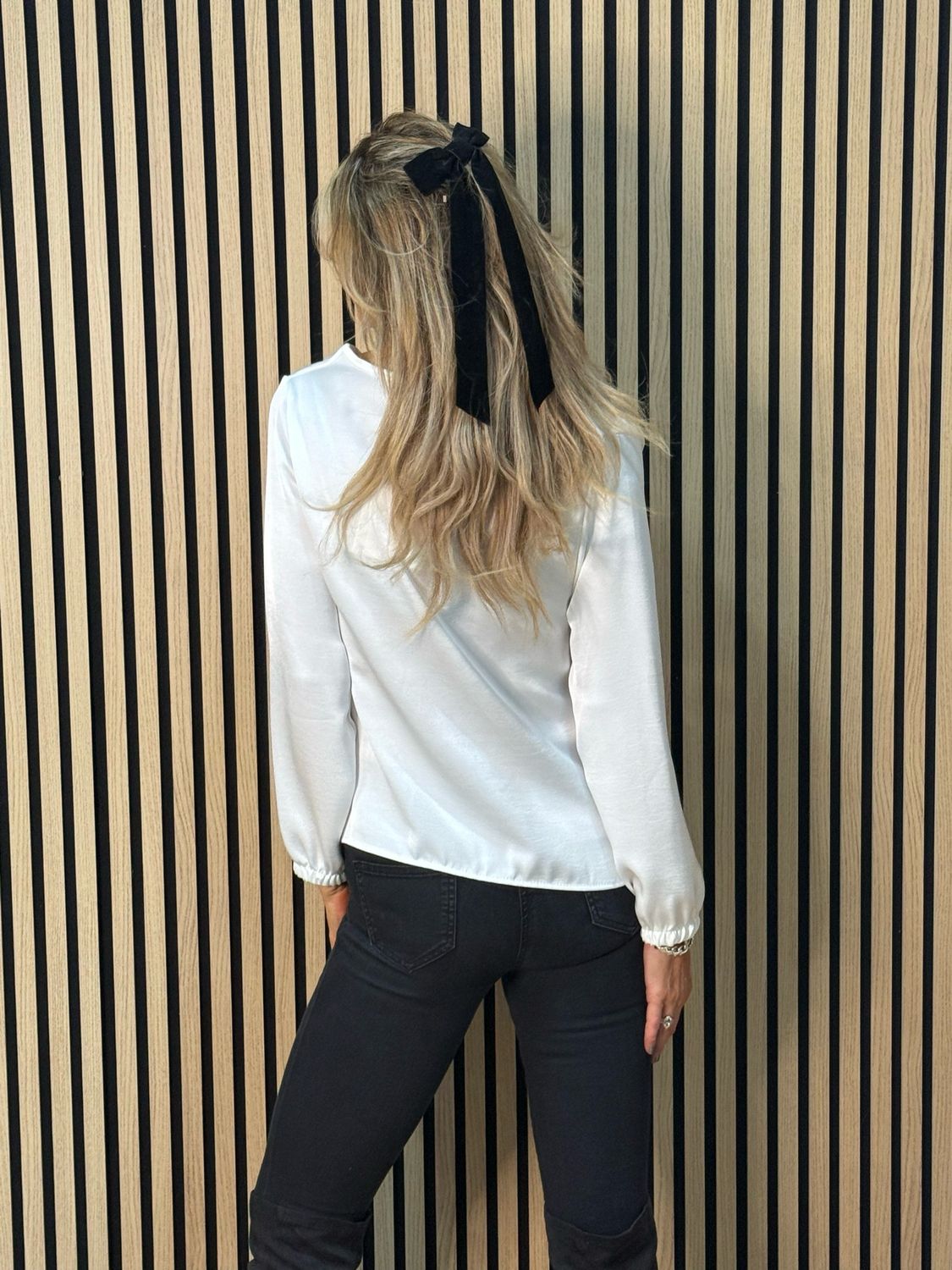 Satin Tie Wrap Blouse - White