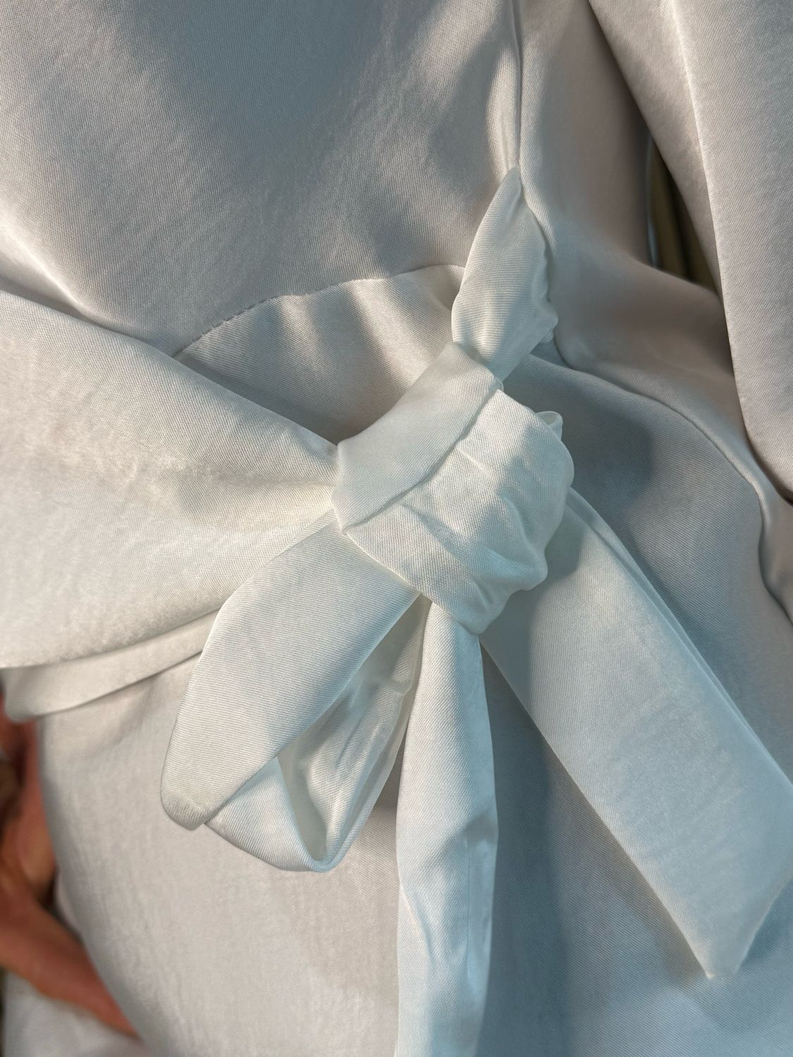 Satin Tie Wrap Blouse - White