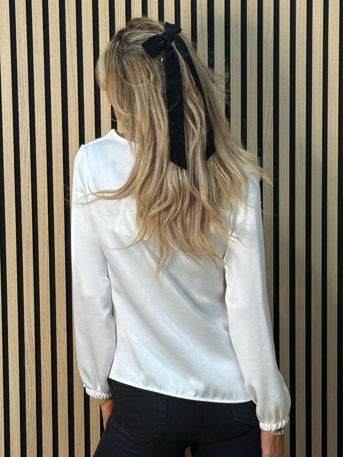 Satin Tie Wrap Blouse - White