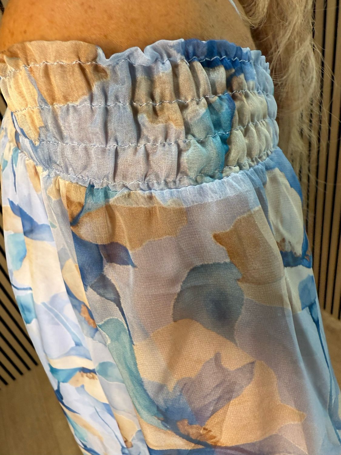 Blue Blossom Bardot Top - Blue