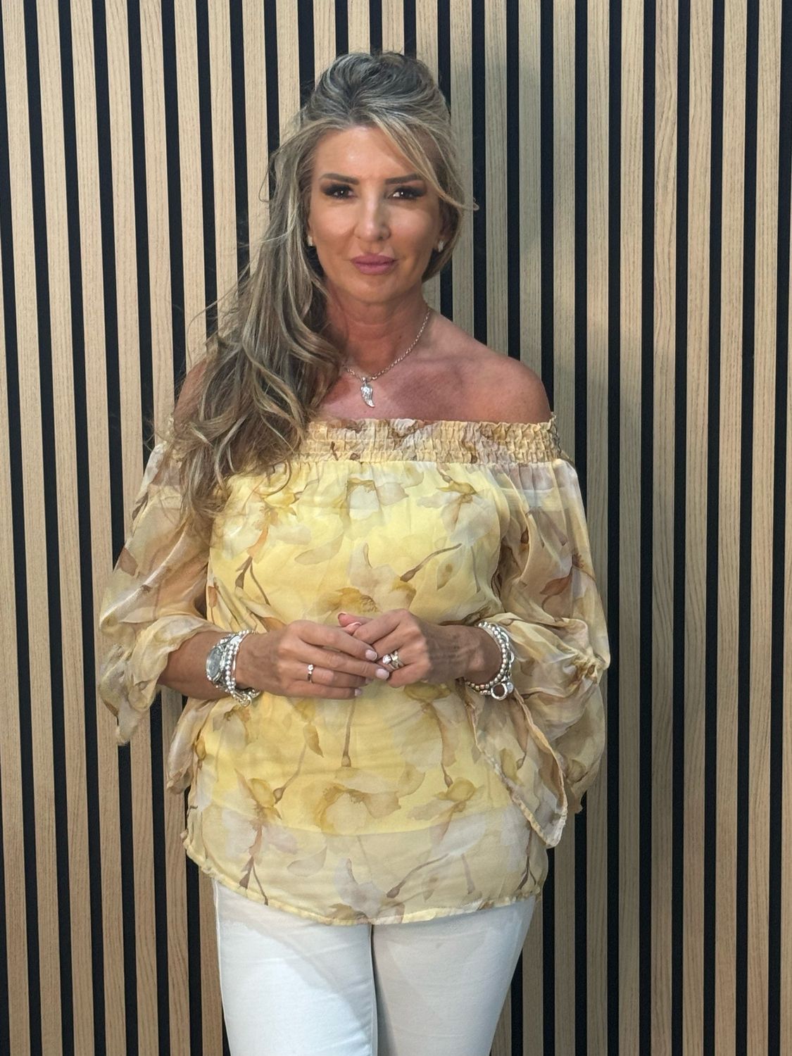 Blossom Bardot Top - Yellow