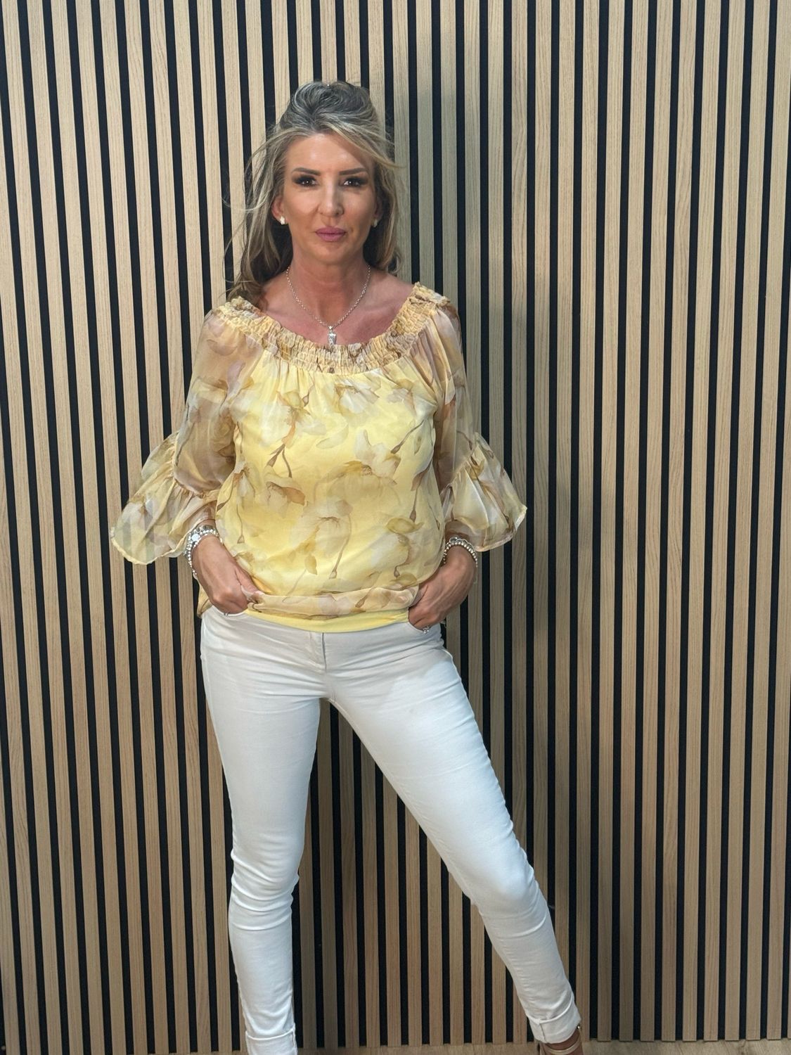 Blossom Bardot Top - Yellow