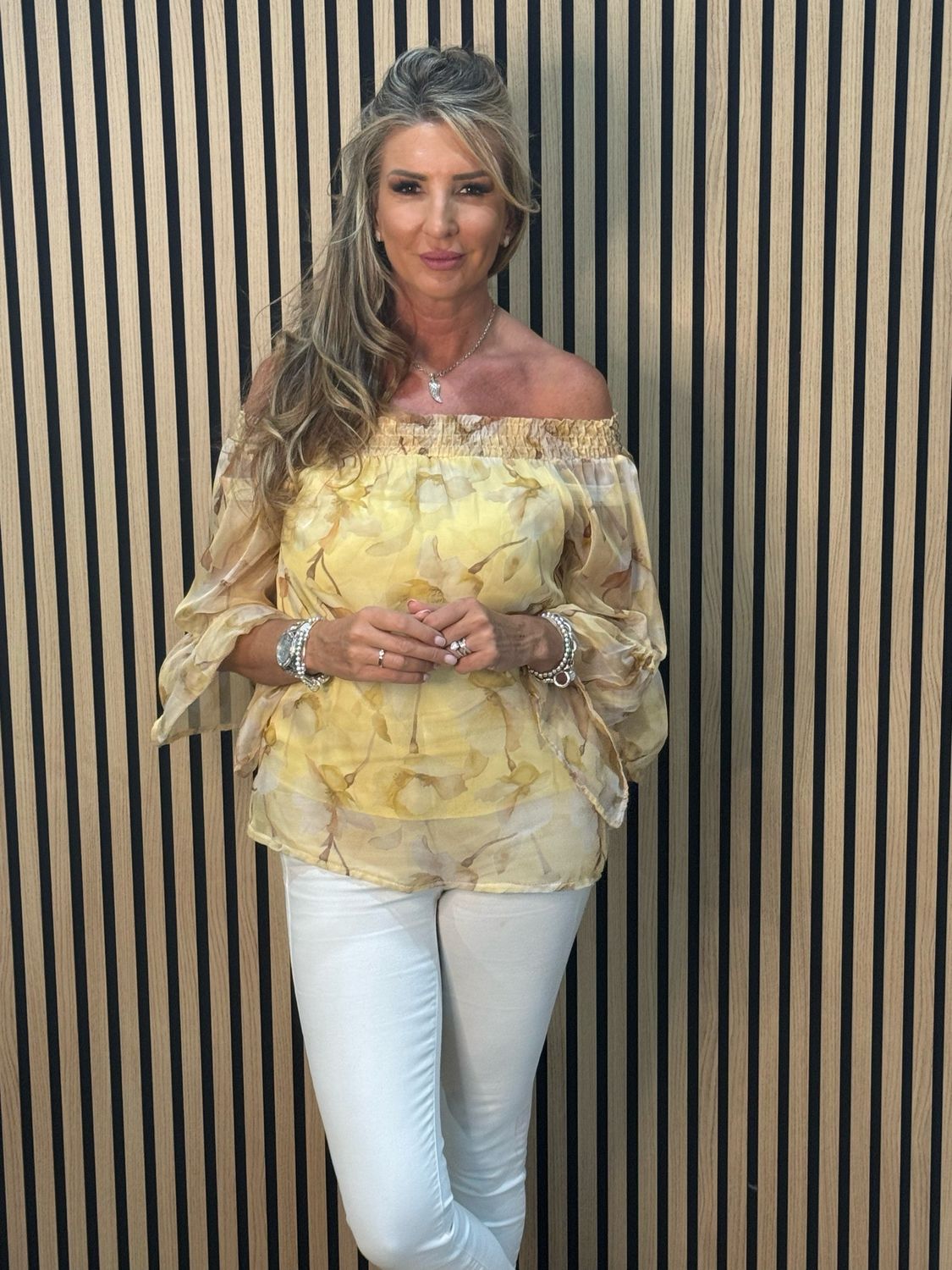 Blossom Bardot Top - Yellow