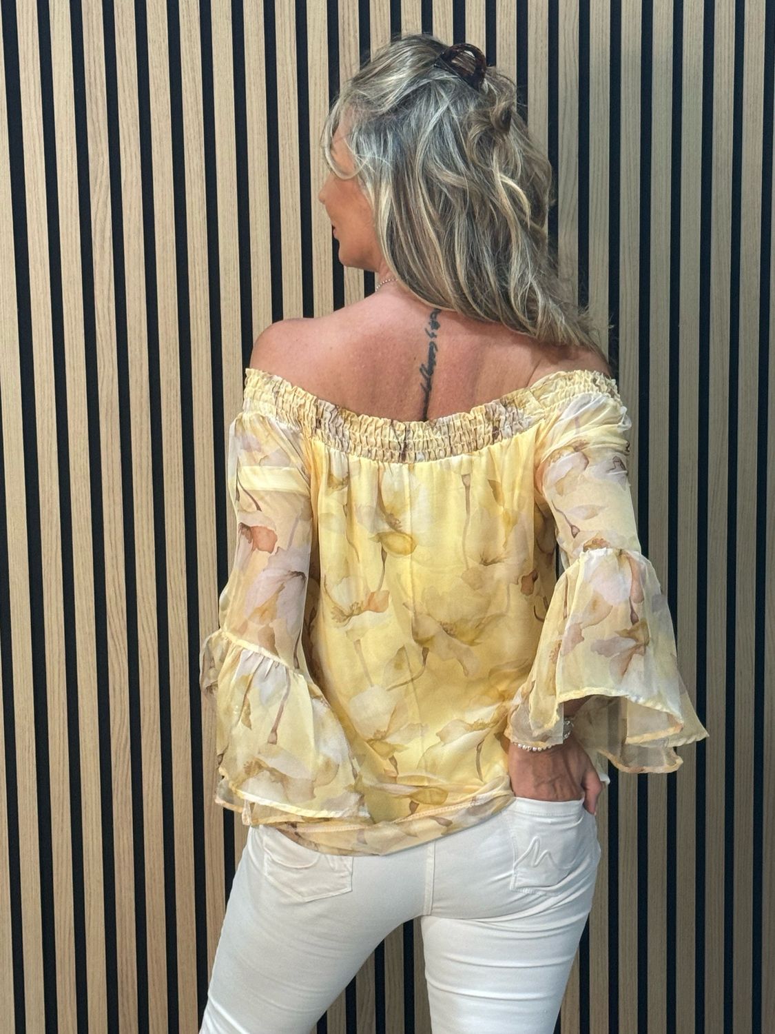 Blossom Bardot Top - Yellow