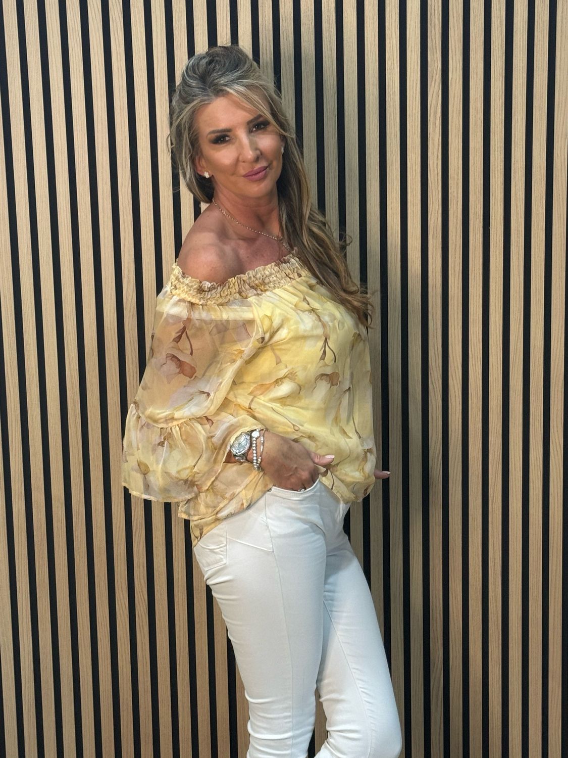 Blossom Bardot Top - Yellow