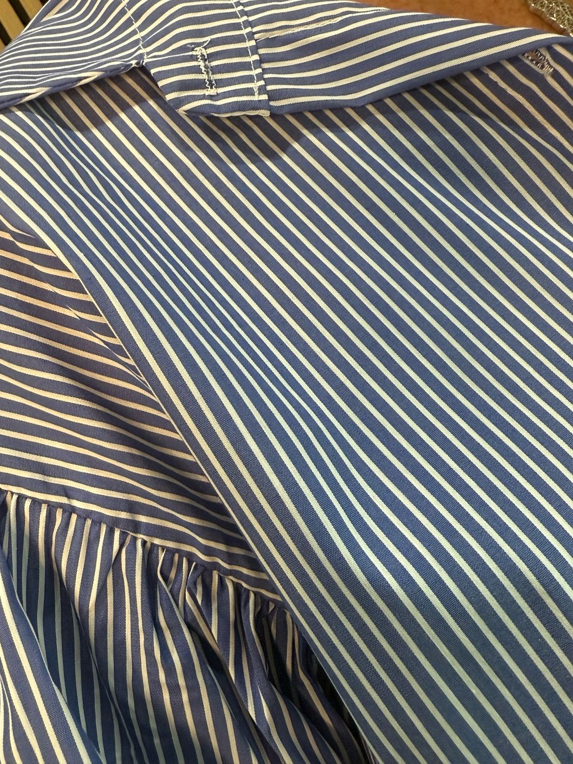 Stripe Balloon Sleeve Shirt - Blue