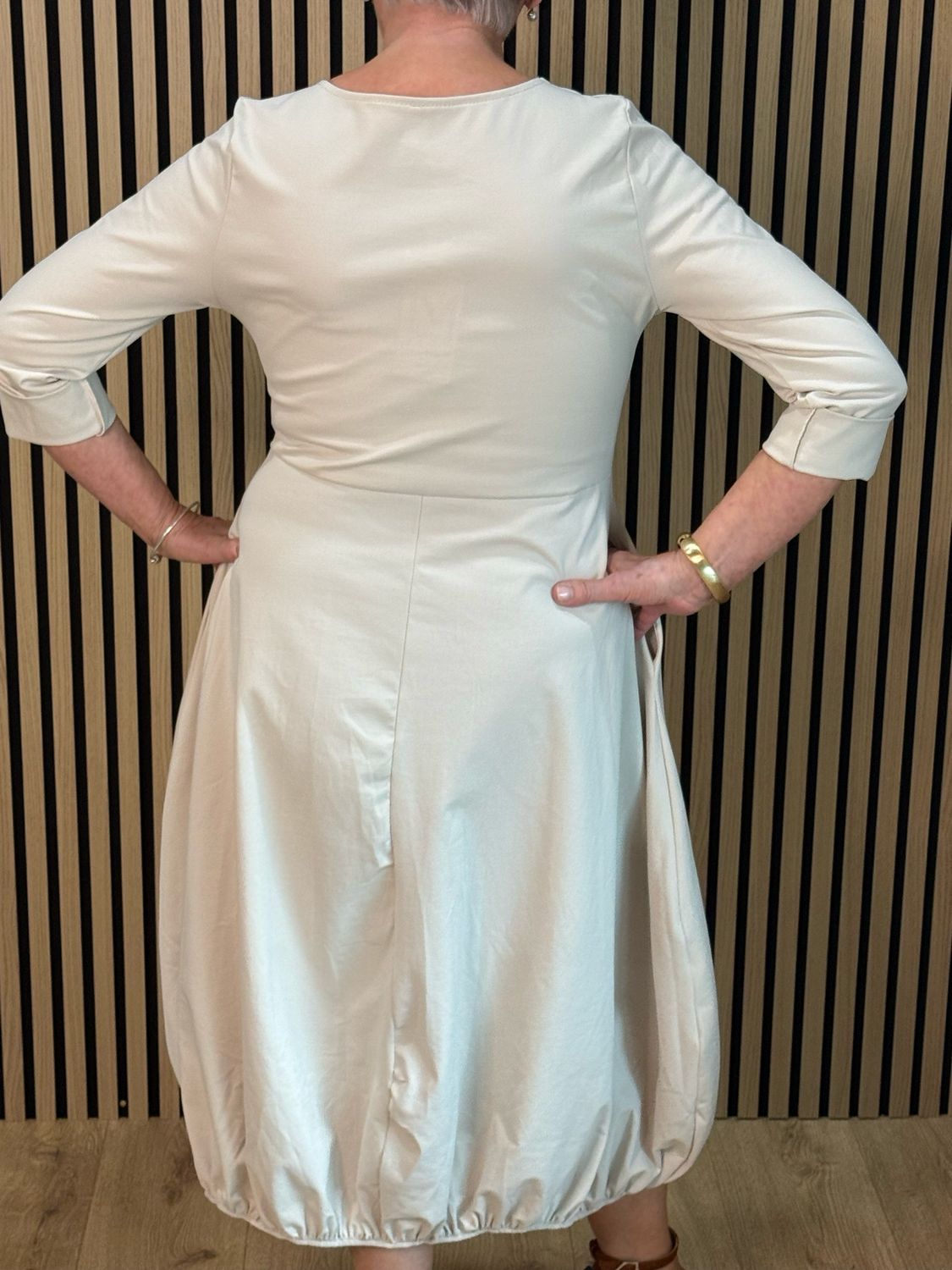 Balloon Hem Midi Dress - Cream