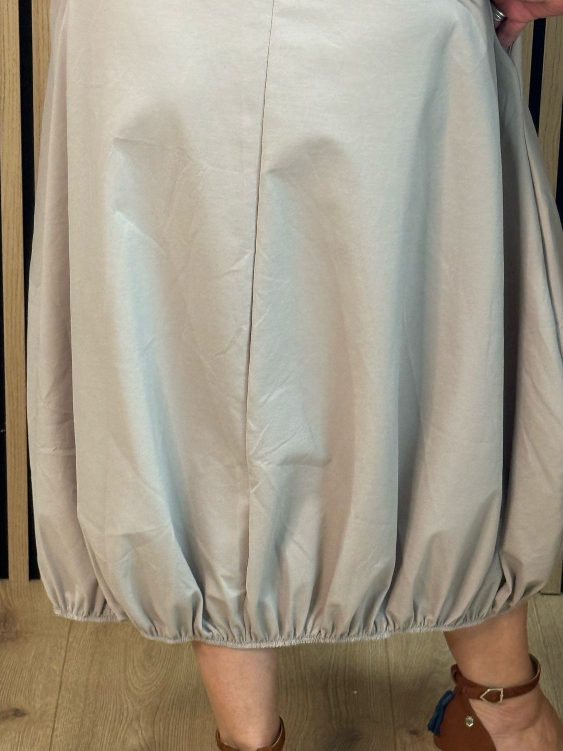 Balloon Hem Midi Dress - Stone