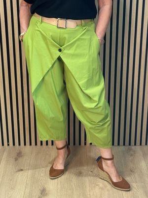 Wrapped Front Cropped Trousers - Lime