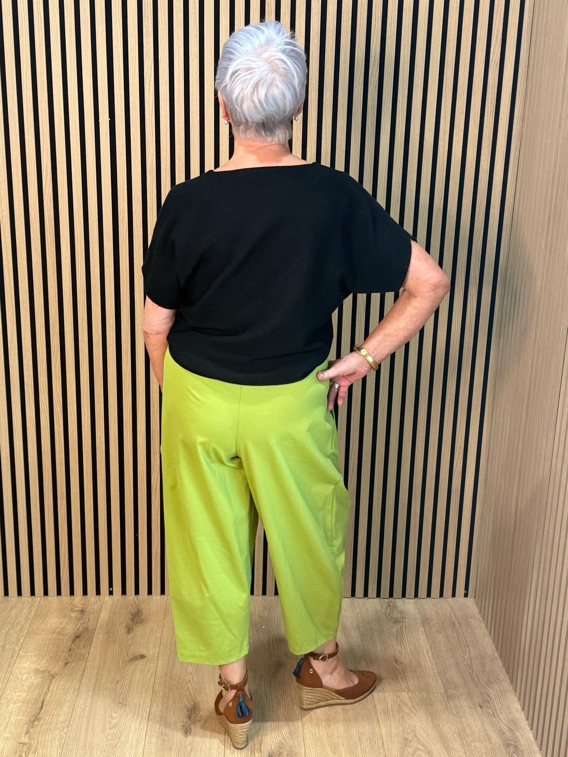 Wrapped Front Cropped Trousers - Lime