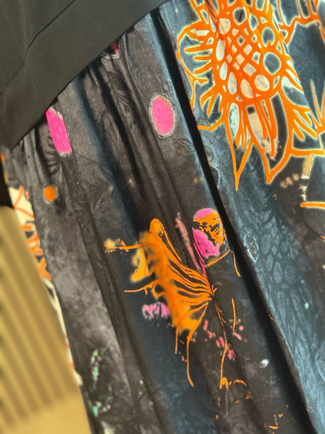 Abstract Print Midi Dress - Black/Multi