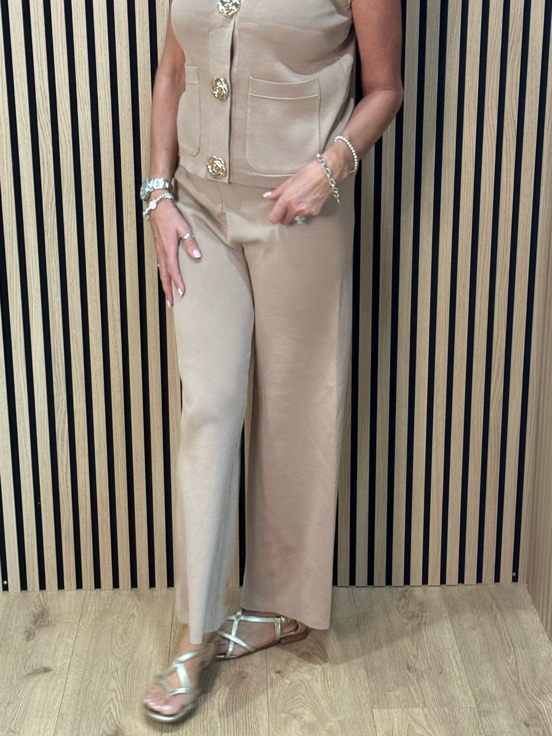 Luxury Knit Trouser Suit - Camel
