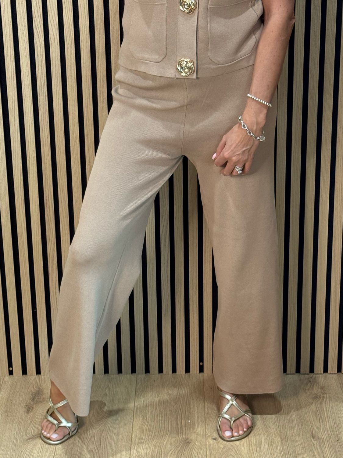 Luxury Knit Trouser Suit - Camel
