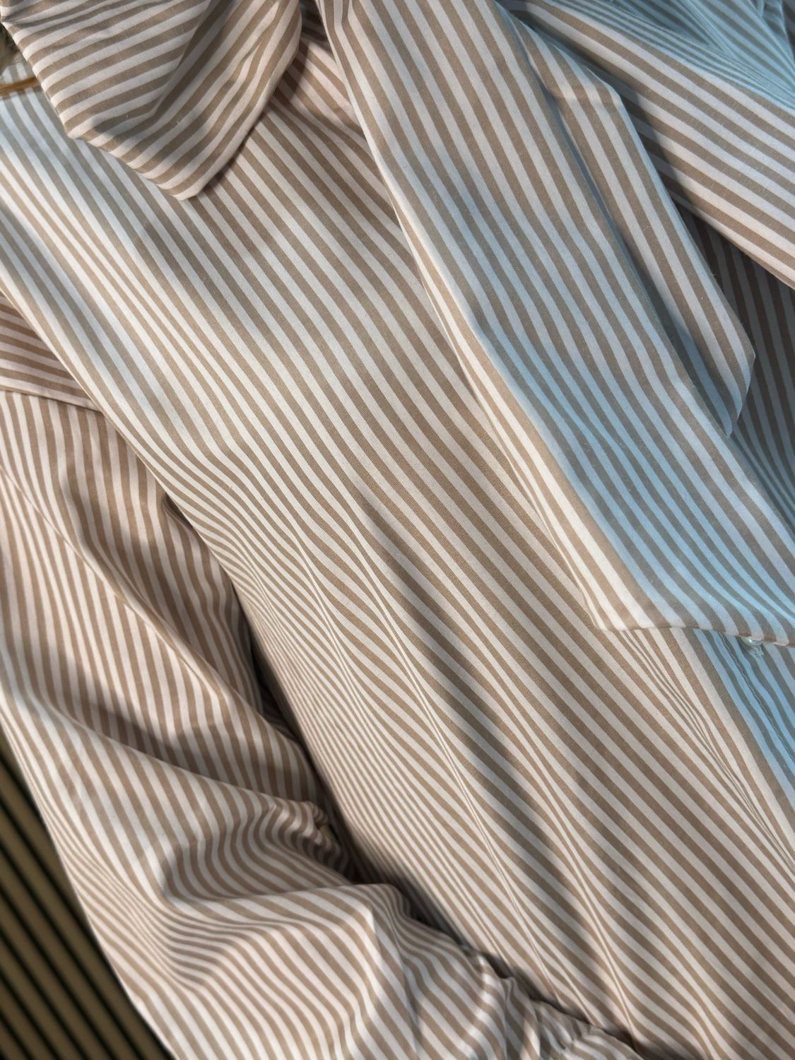 Stripe Bow Detail Blouse - White/Beige