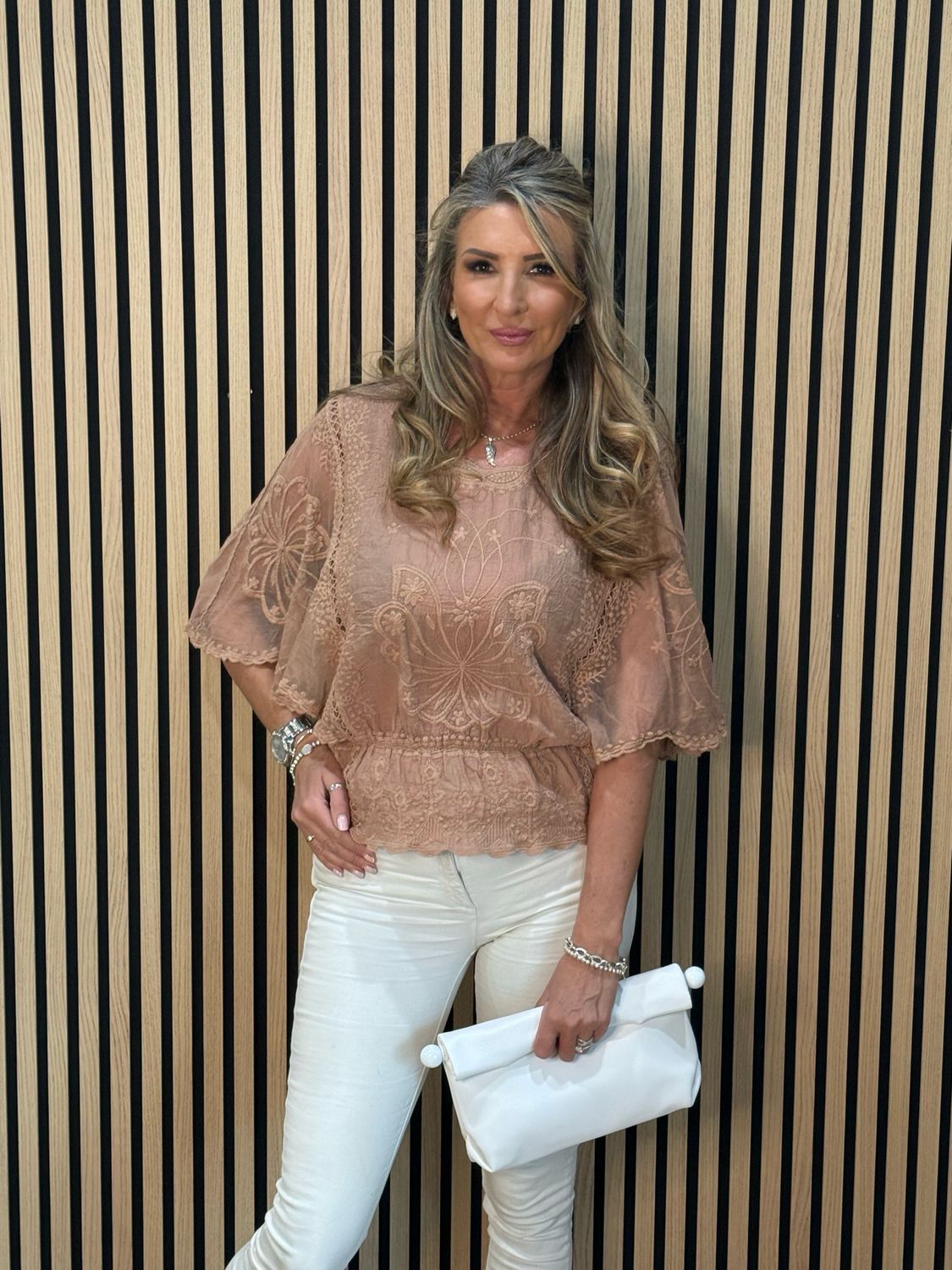 Angel Sleeve Cotton Top - Rose