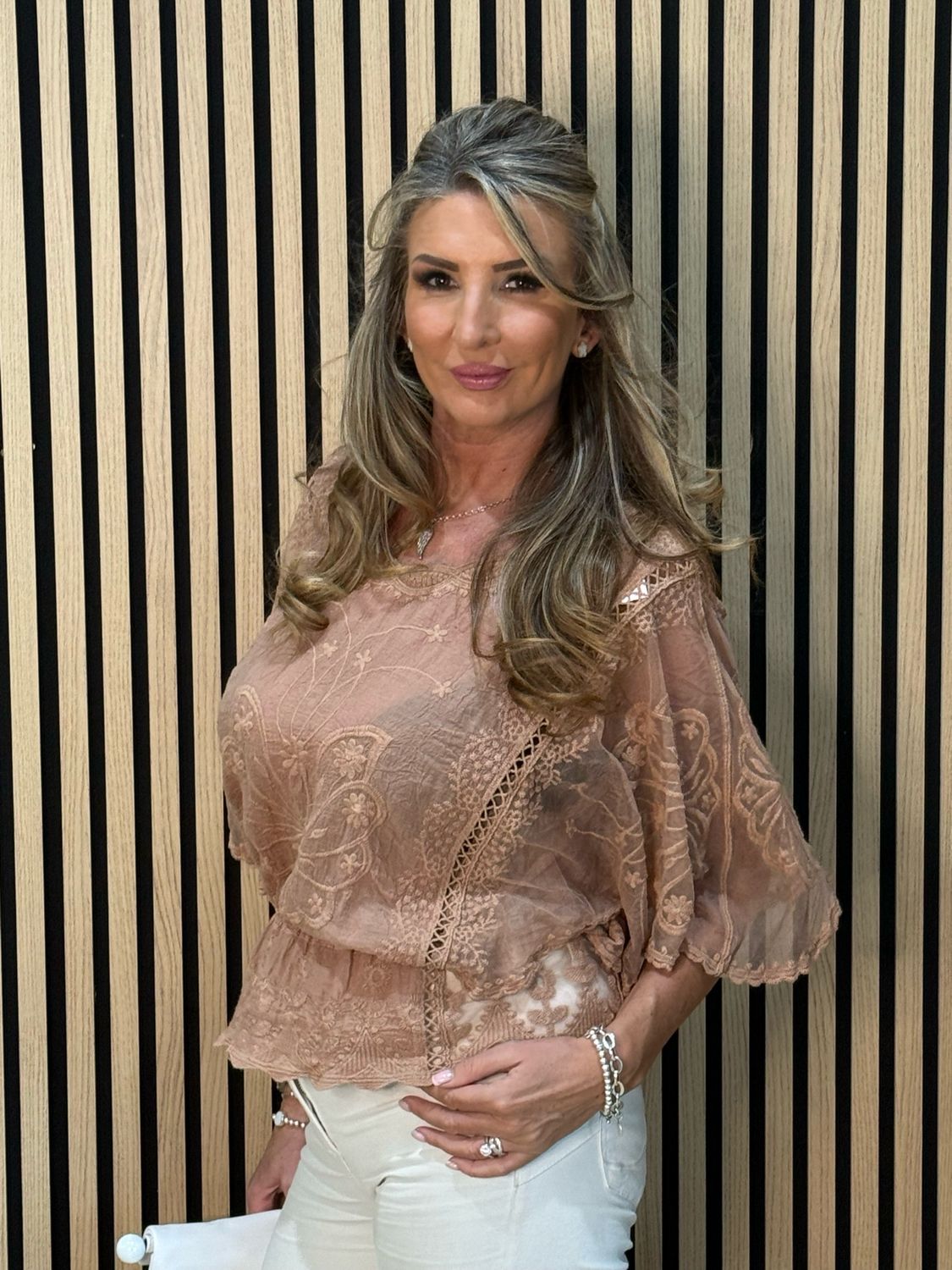 Angel Sleeve Cotton Top - Rose