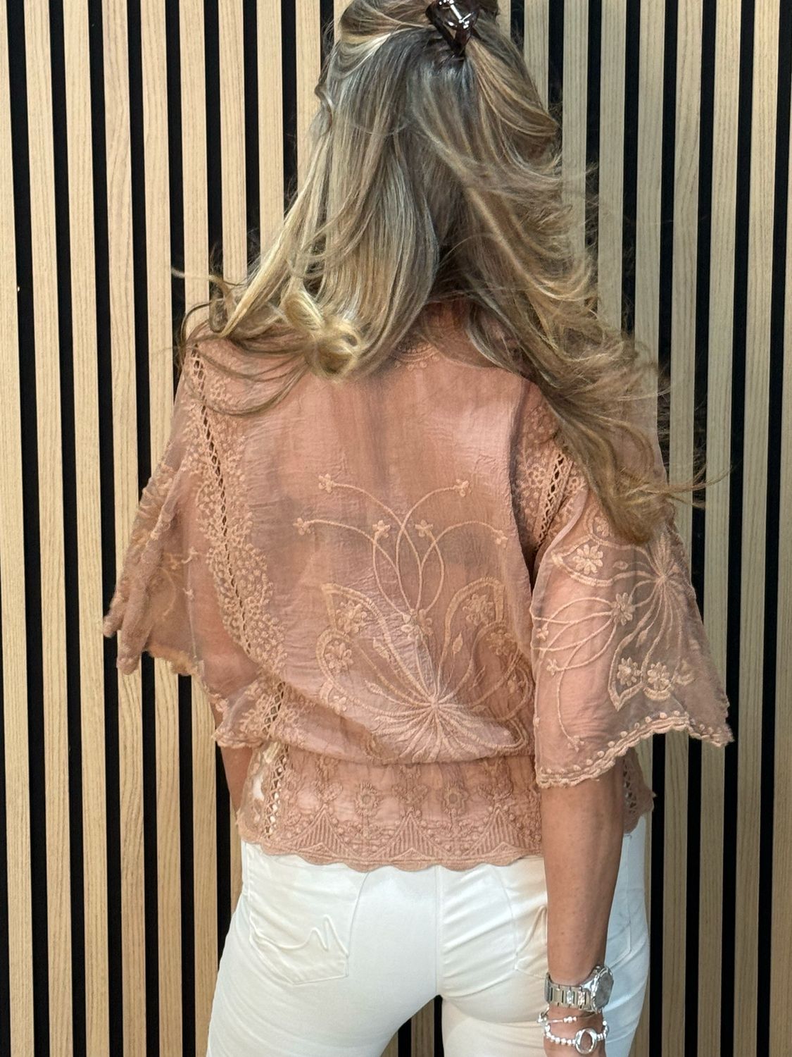 Angel Sleeve Cotton Top - Rose