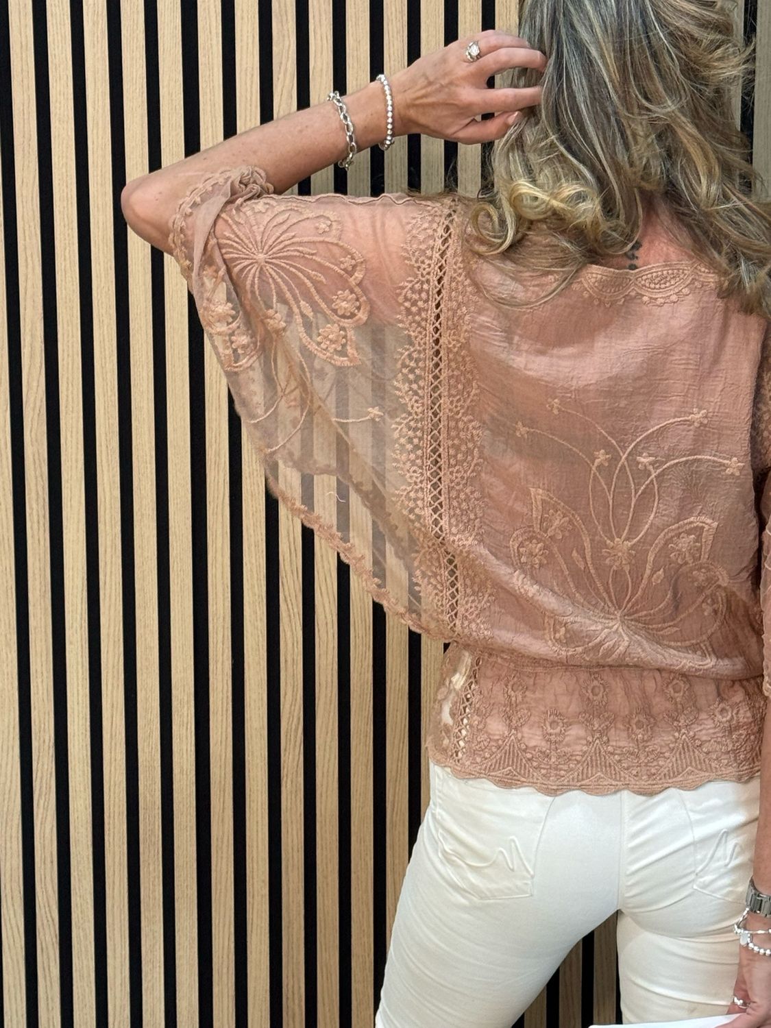 Angel Sleeve Cotton Top - Rose