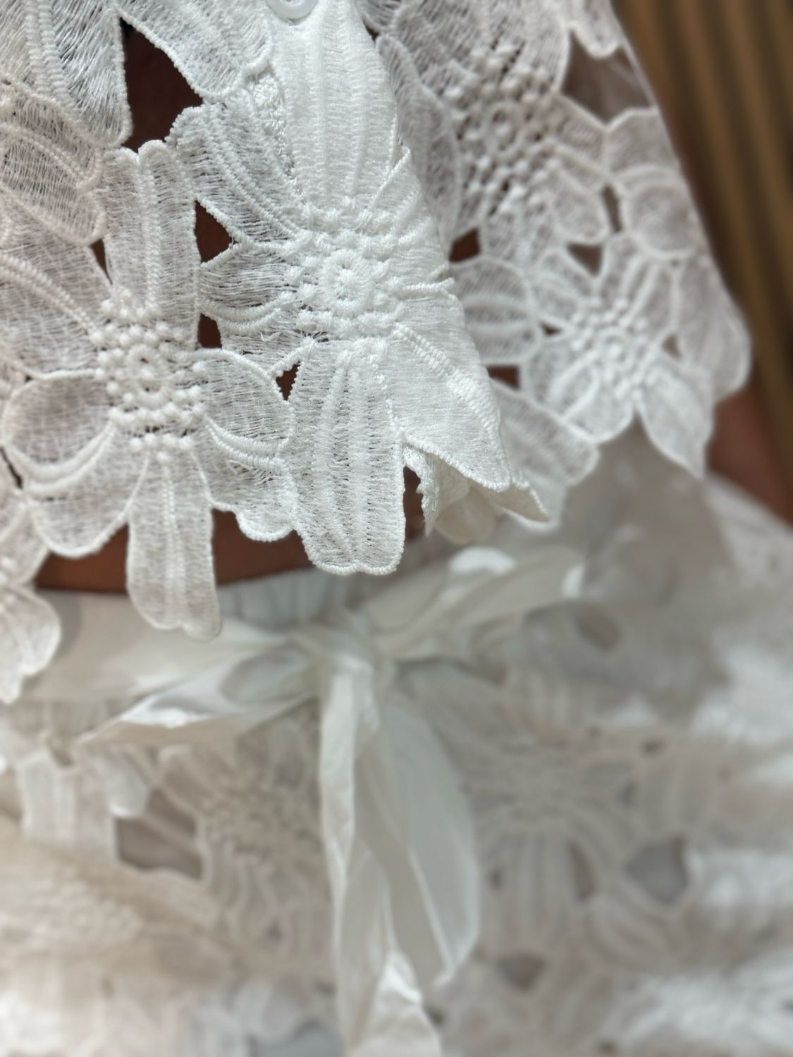 Floral Lace Trouser Suit - White