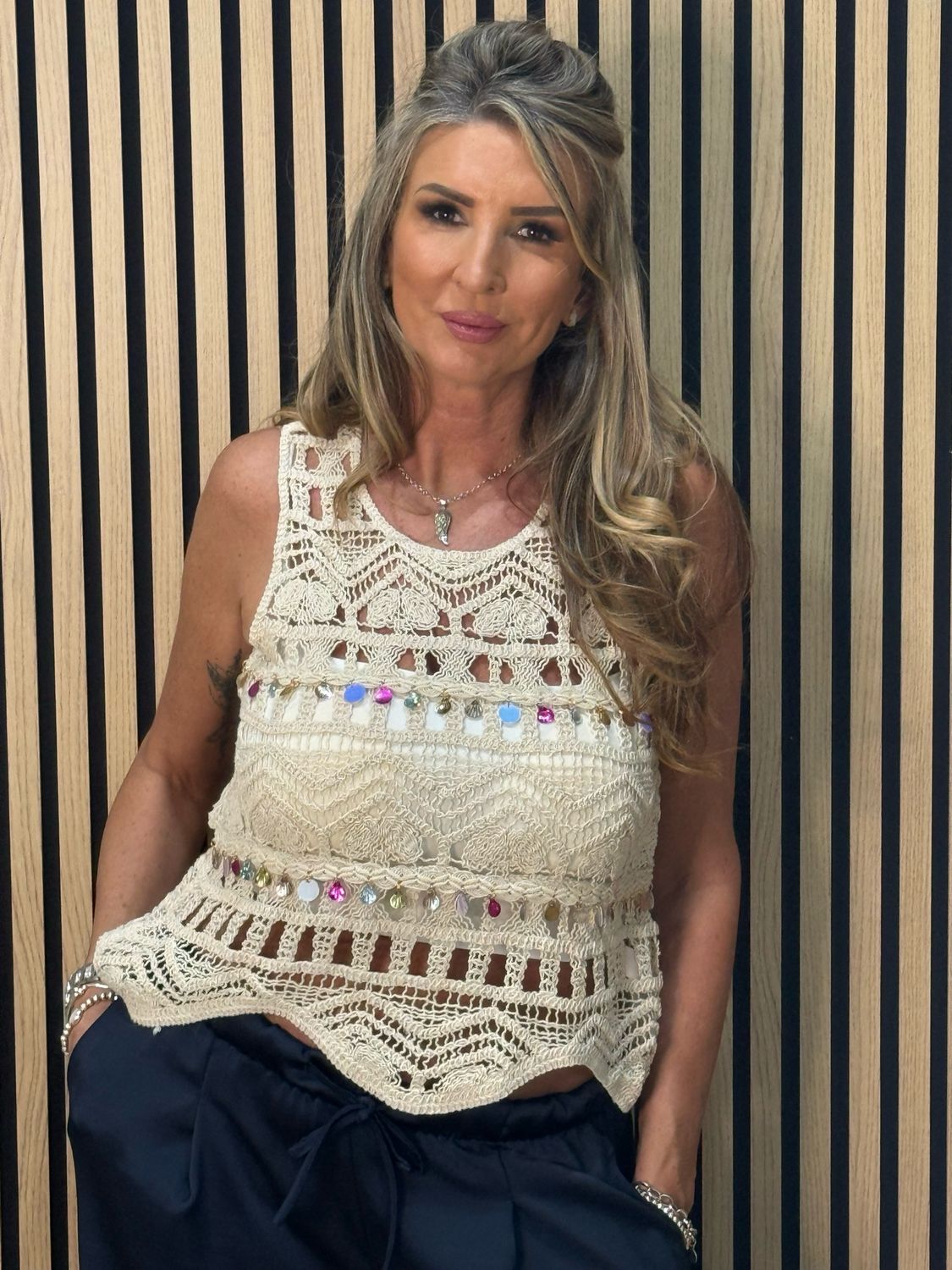Boho Crochet Top - Beige