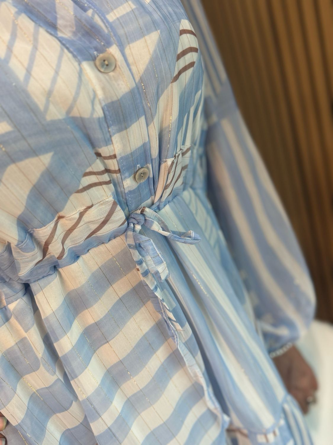 Lightweight Abstract Dress - Blue/White