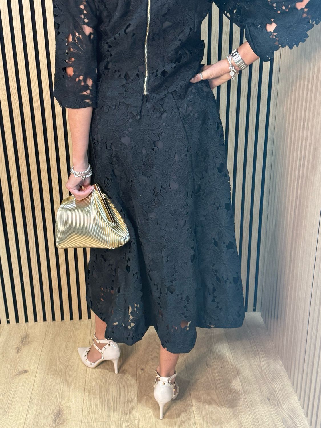 Floral Lace Skirt &amp; Top Set - Black