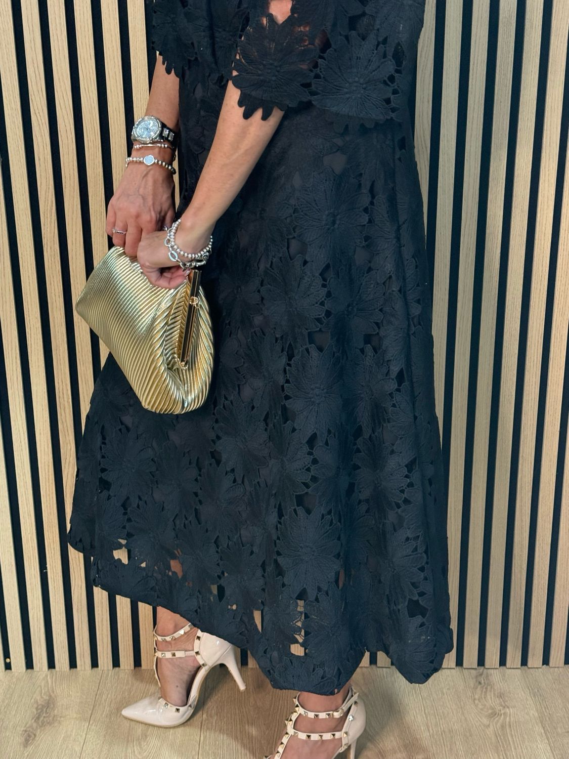 Floral Lace Skirt &amp; Top Set - Black