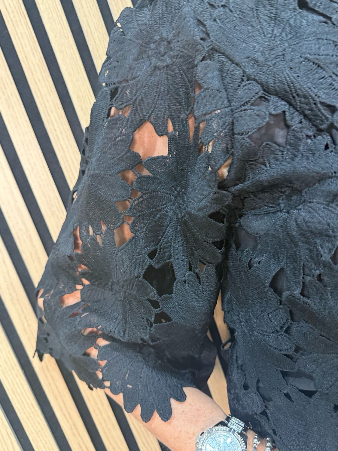 Floral Lace Skirt &amp; Top Set - Black