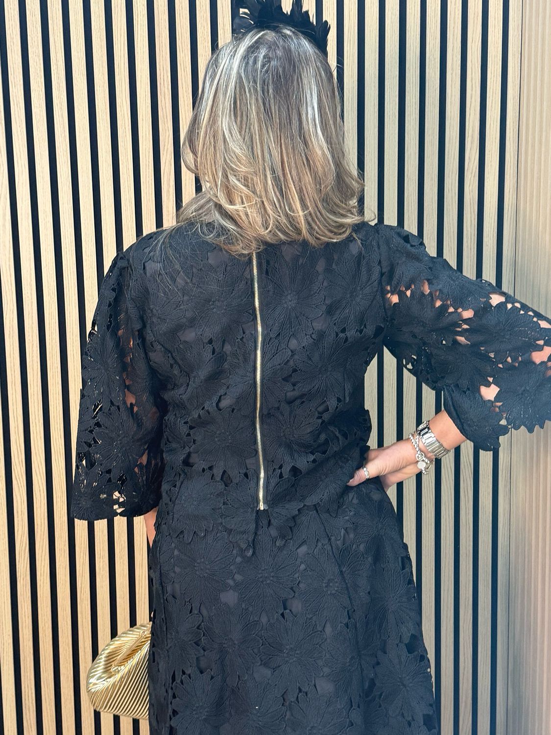 Floral Lace Skirt &amp; Top Set - Black