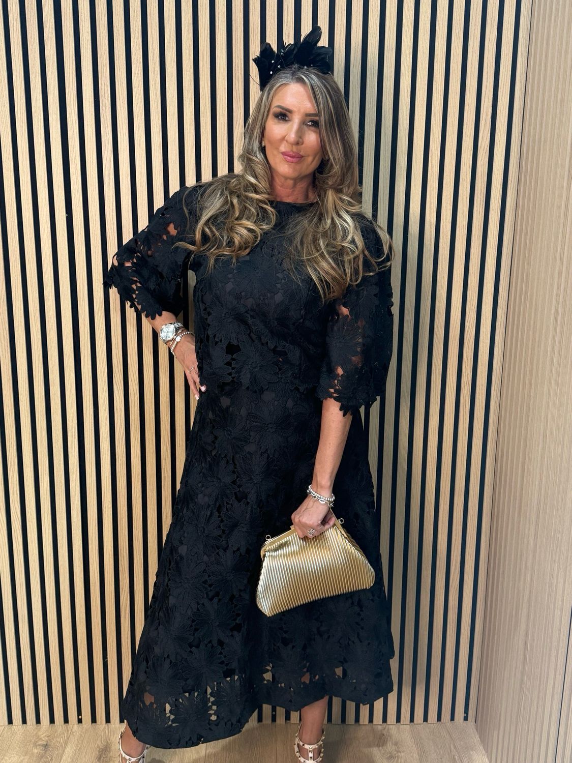 Floral Lace Skirt &amp; Top Set - Black