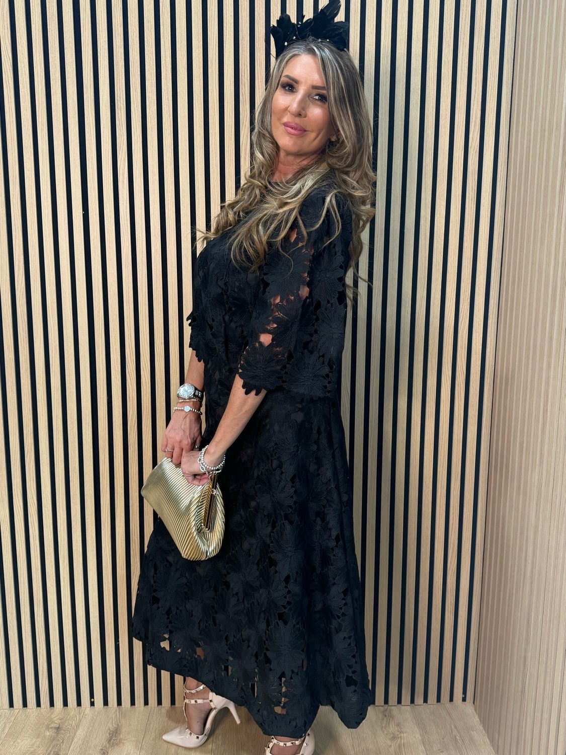 Floral Lace Skirt &amp; Top Set - Black