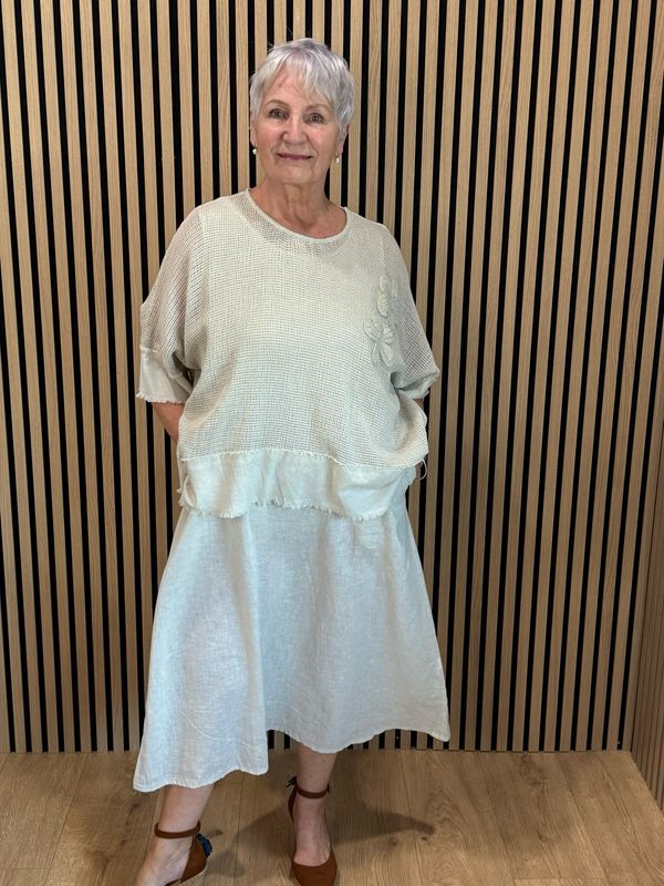 Cotton Dress &amp; Top Set - Cream