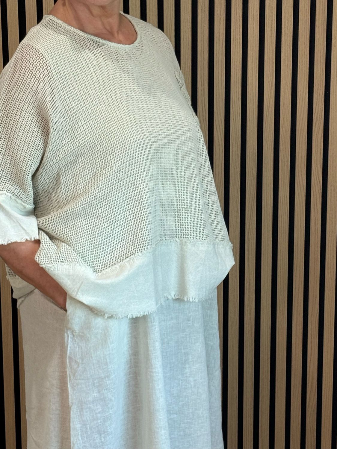 Cotton Dress &amp; Top Set - Cream