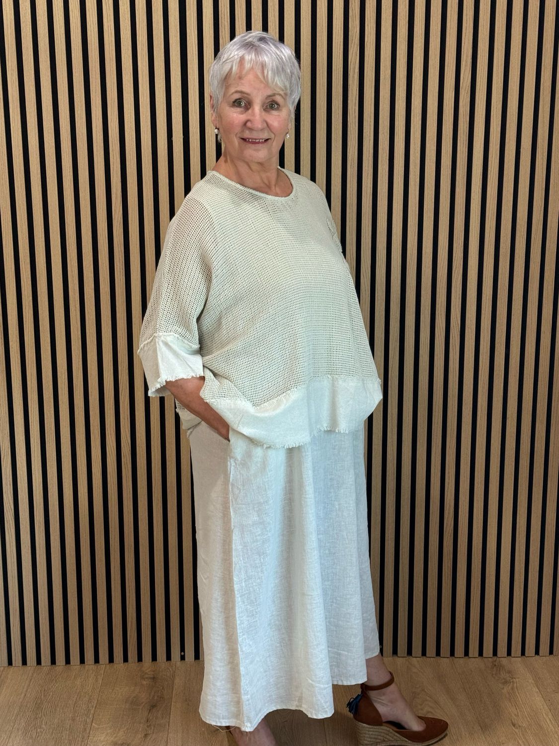 Cotton Dress &amp; Top Set - Cream