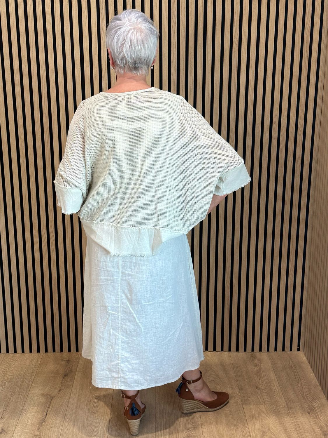 Cotton Dress &amp; Top Set - Cream