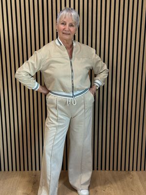 Sports Trim Zip Co-Ord Set - Stone