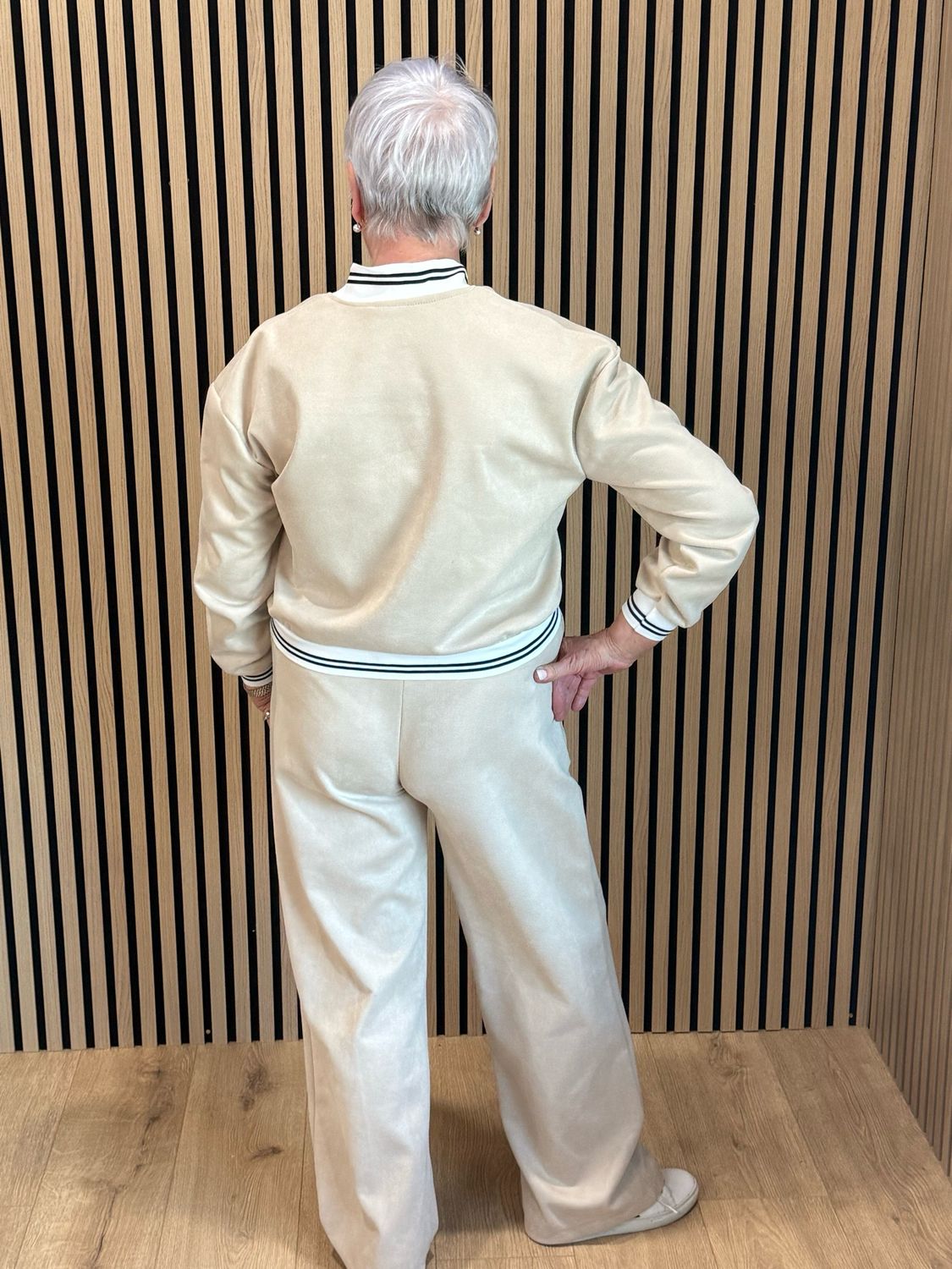 Sports Trim Zip Co-Ord Set - Stone