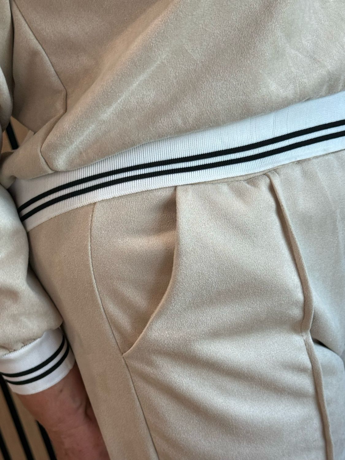 Sports Trim Zip Co-Ord Set - Stone