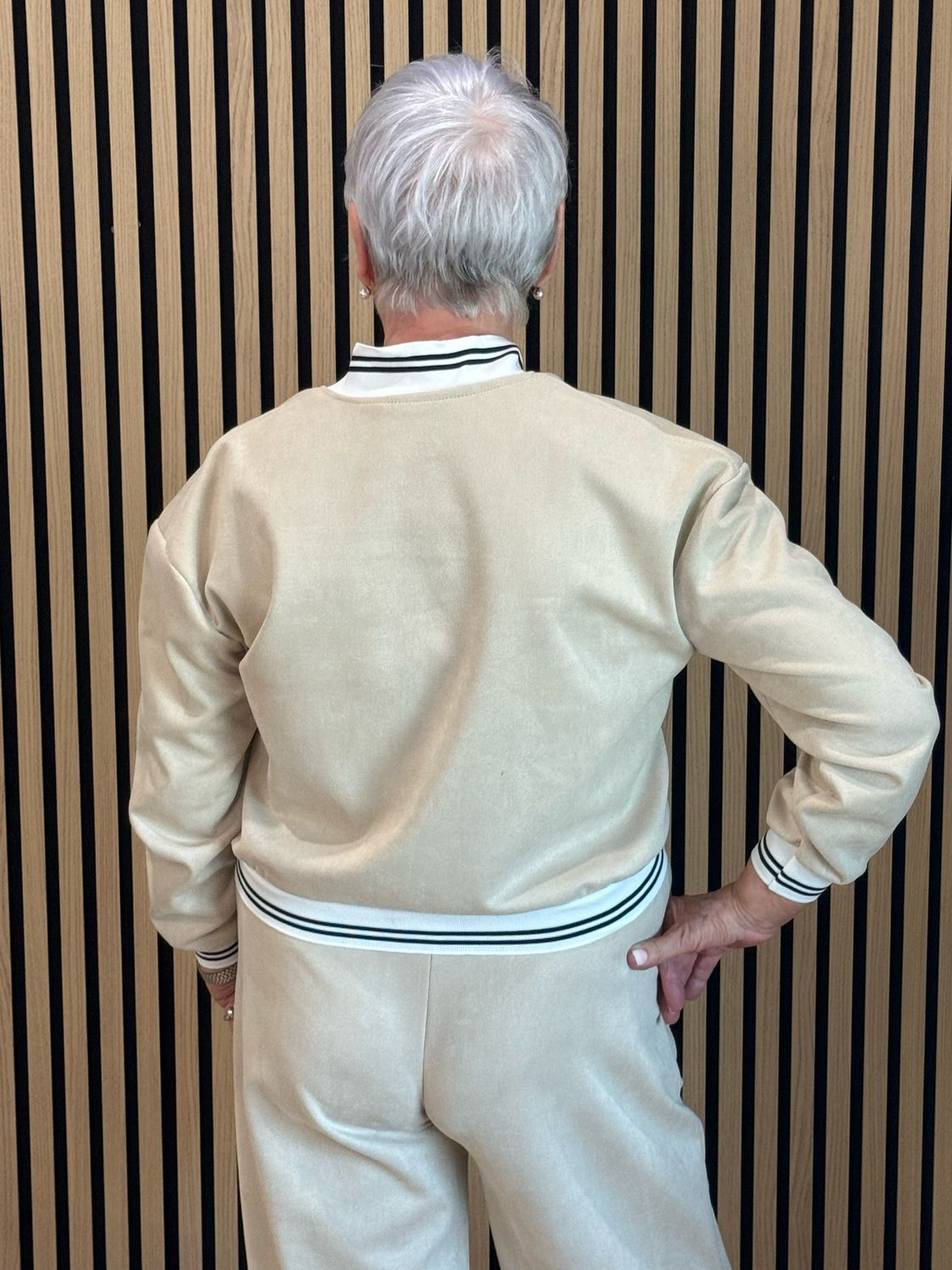 Sports Trim Zip Co-Ord Set - Stone