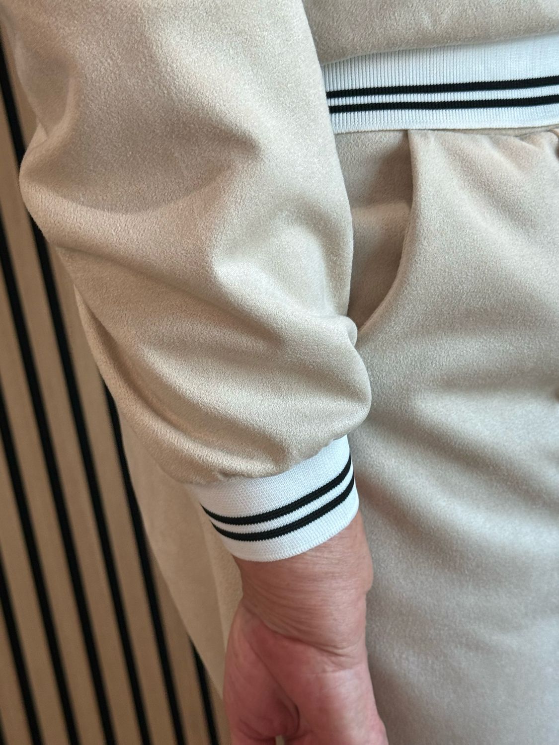 Sports Trim Zip Co-Ord Set - Stone