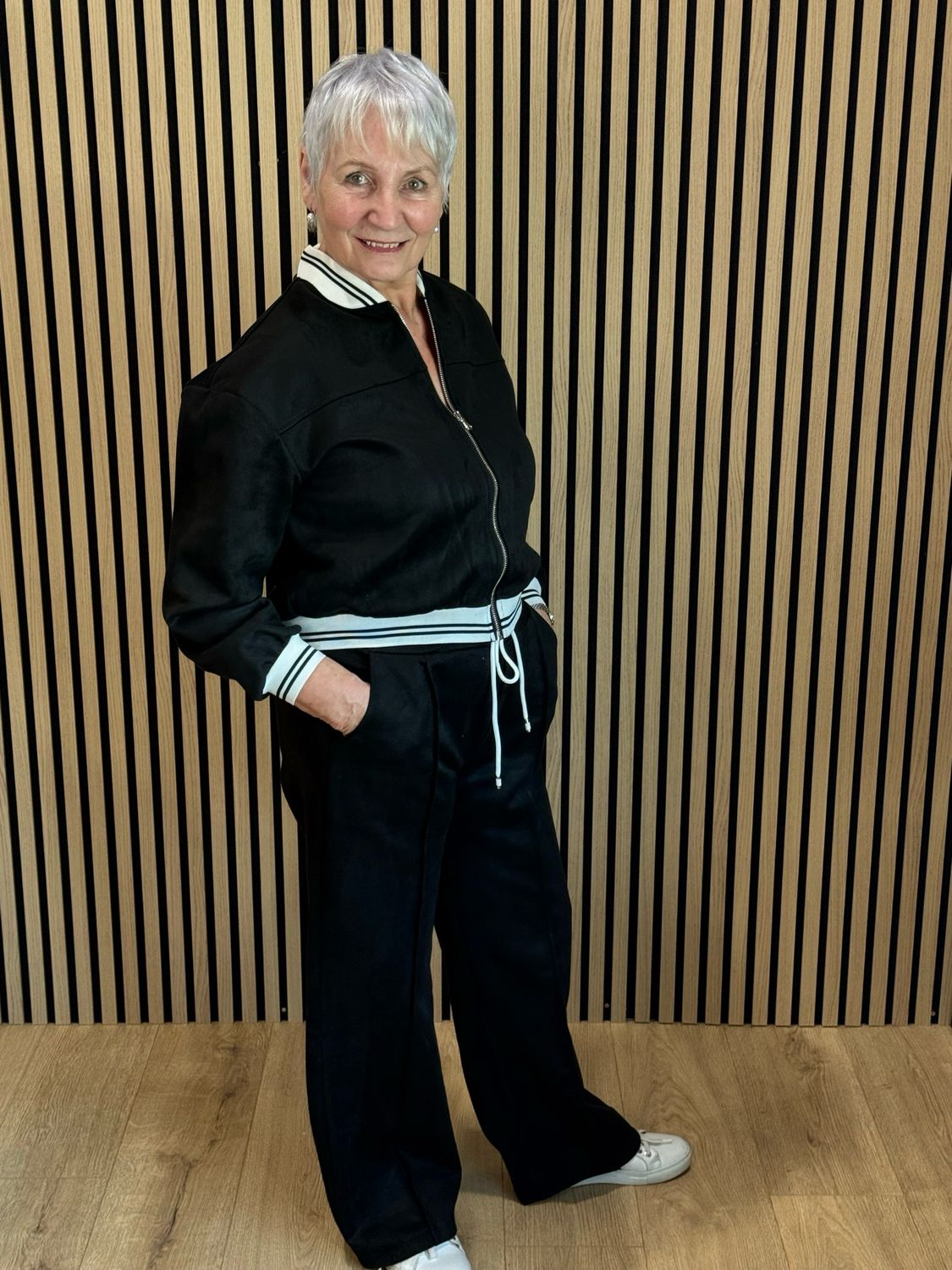 Sports Trim Zip Co-Ord Set - Black