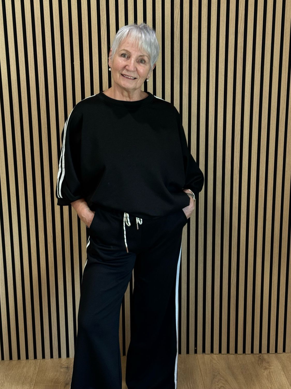 Sport Luxe Stripe Co-Ord Set - Black