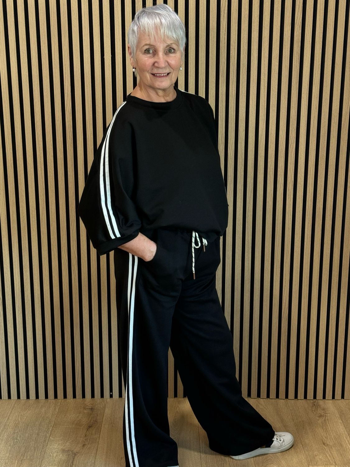 Sport Luxe Stripe Co-Ord Set - Black